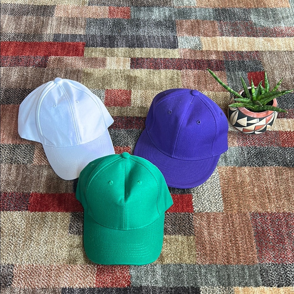 Three unbranded caps, never worn